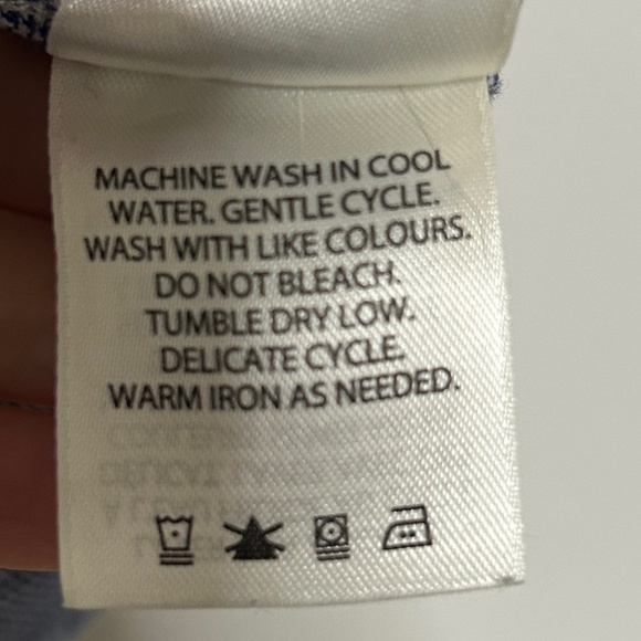 Haggar Mens Large Linen Blend Short Sleeve Button Up Shirt Blue & White Casual - Picture 5 of 10